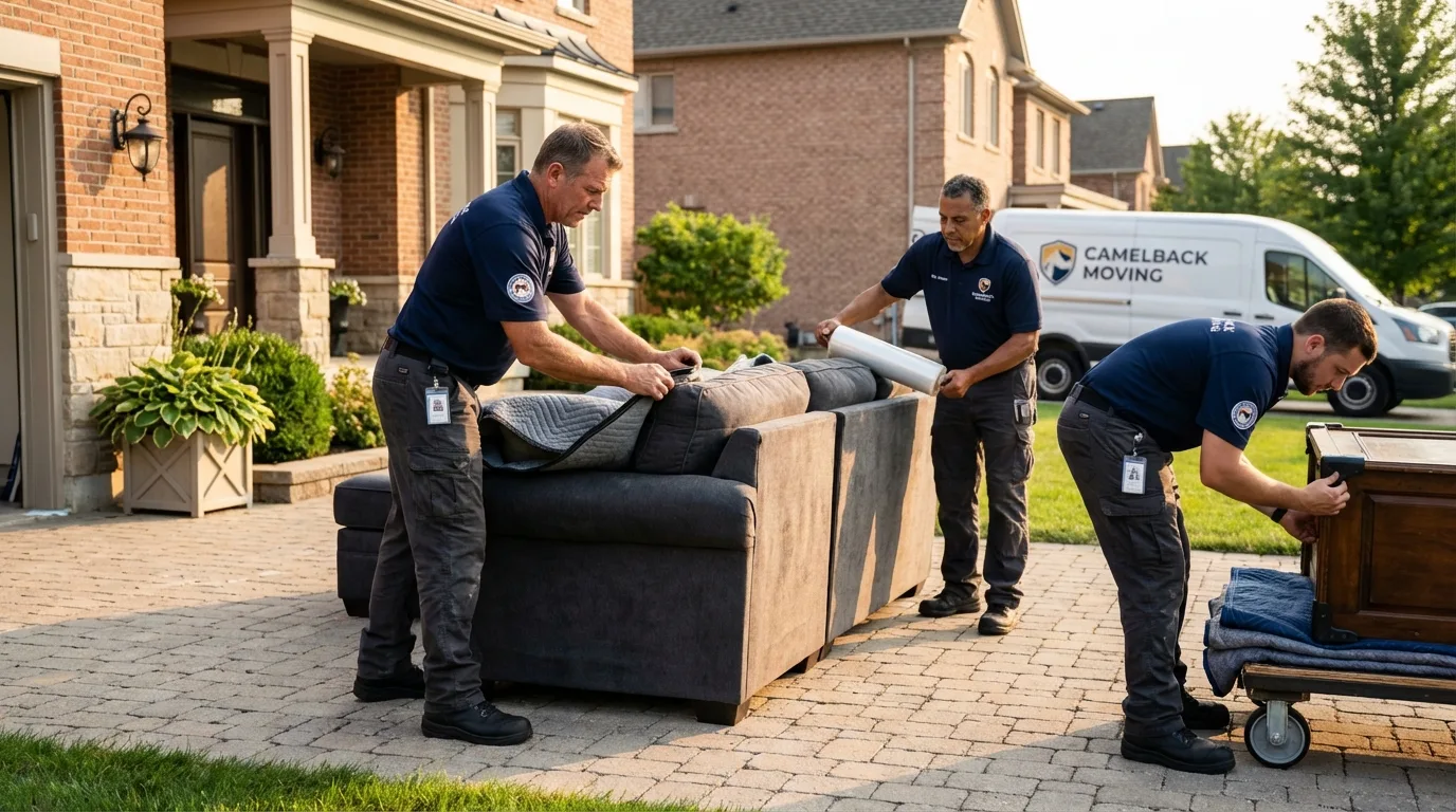 Large estate moving crew wrapping furniture in Poplar Grove, IL