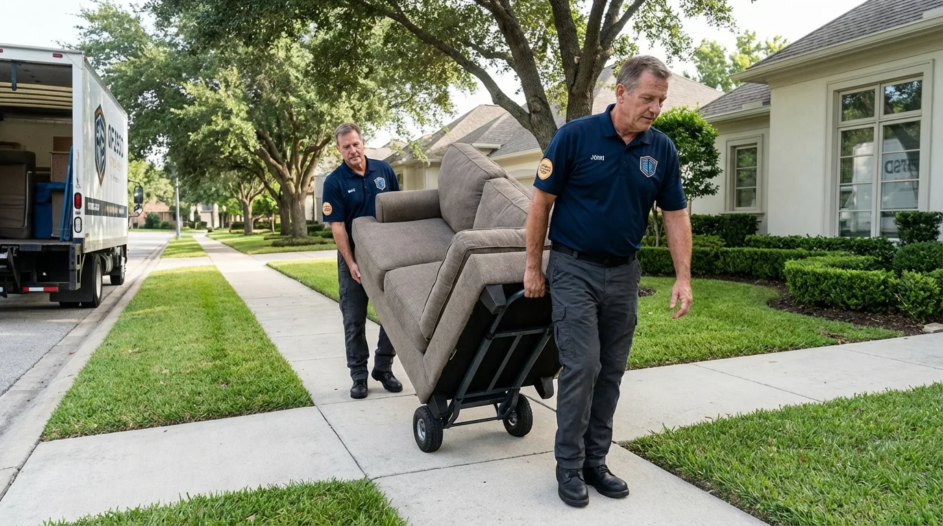 Local residential moving crew loading furniture in Poplar Grove, IL